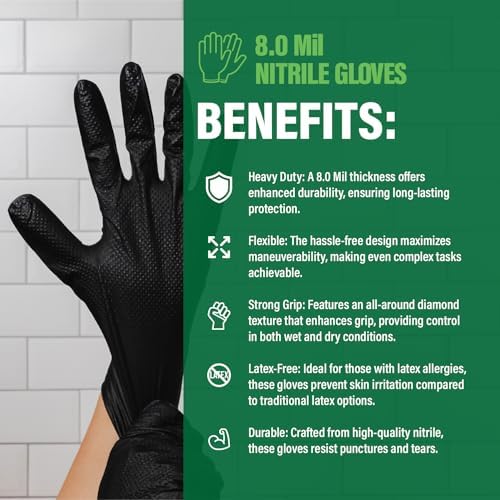 Humboldts Secret Black Nitrile Gloves Disposable Latex Free Powder Free