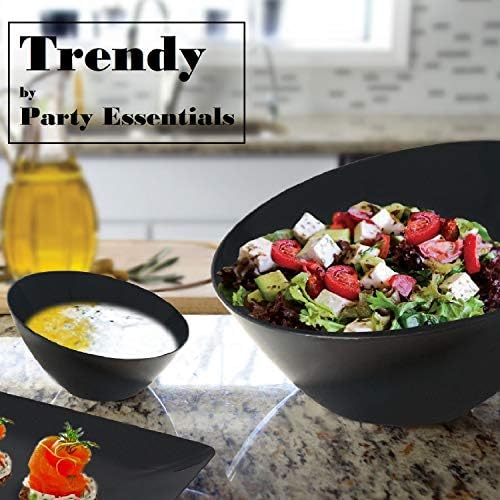 Party Essentials Disposable Hard Plastic Angle Bowl 20-Ounce Black Pack of 2