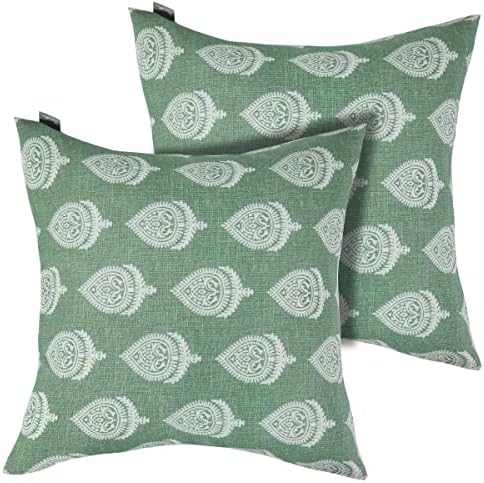 FUNHOME Outdoor Pillow Covers Pack of 2 18x18 Inch Fair Green