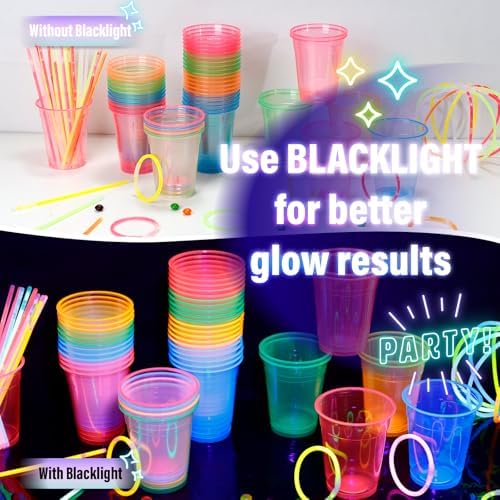 KesaPlan 120 Piece Neon Glow Cups 12 OZ