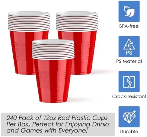 Lilymicky 240 Pack 12 oz Red Party Cups
