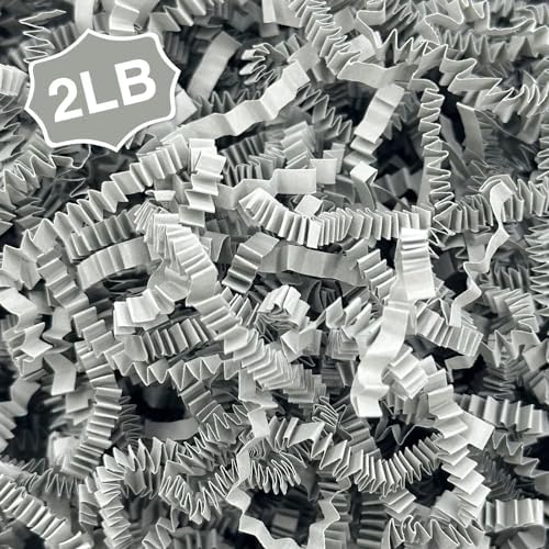 2LB Grey Crinkle Paper Shred Filler for Gifts