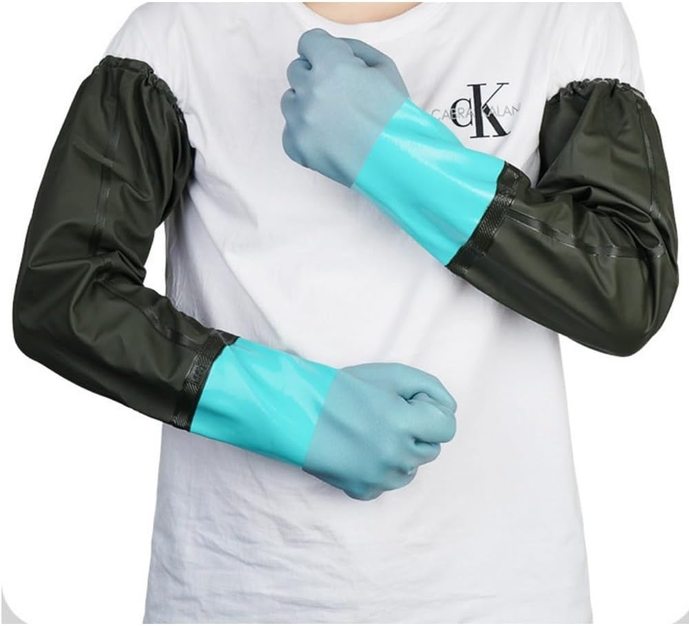 Qilerongrong Extra-Long Waterproof Rubber Gloves