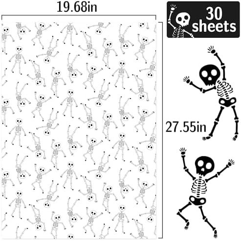 MR FIVE 20 x 28 Black Skeleton Tissue Paper Bulk 30 Sheets