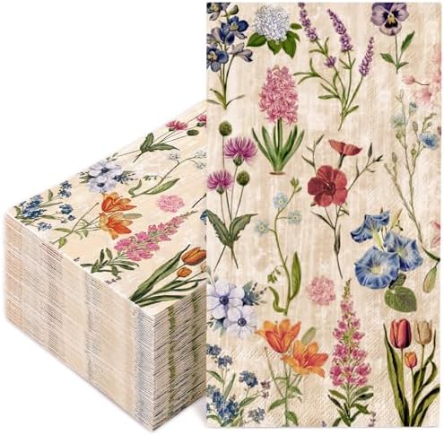 50 Pcs Retro Floral Guest Napkins for Spring Wedding Party
