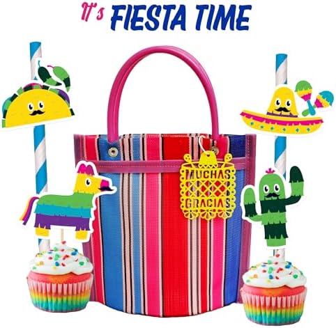 12 Mini Mercado Bags for Fiesta Mexicana Party Favors