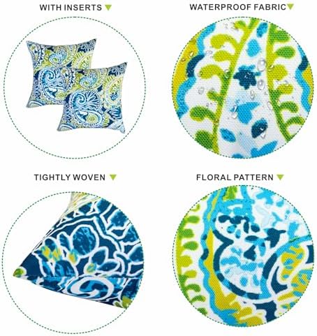 JMKaixin 2 Pack Outdoor Waterproof Throw Pillows