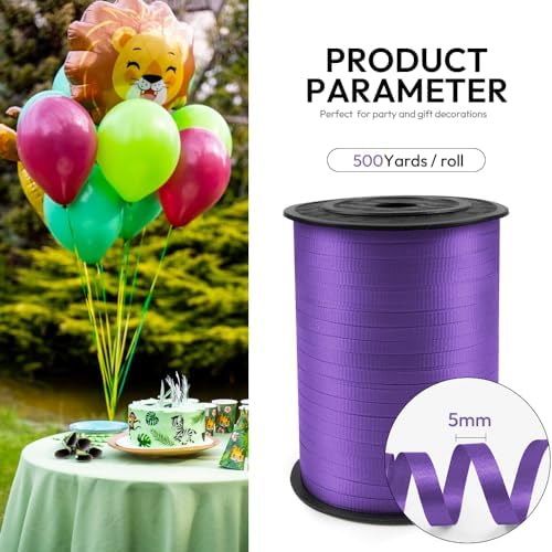 500 Yards Purple Crimped Curling Ribbon with Spool