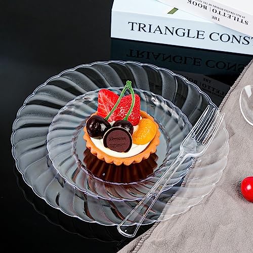 FOCUSLINE 100 Count 6 Inch Clear Plastic Plates for Events