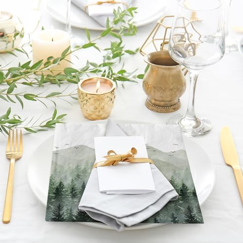 AnyDesign 80 Pack Green Misty Forest Paper Napkins