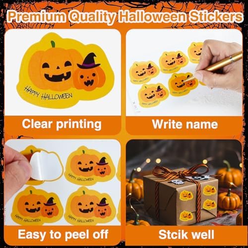 BEISHIDA Halloween Pumpkin Stickers 60pcs Bulk Set