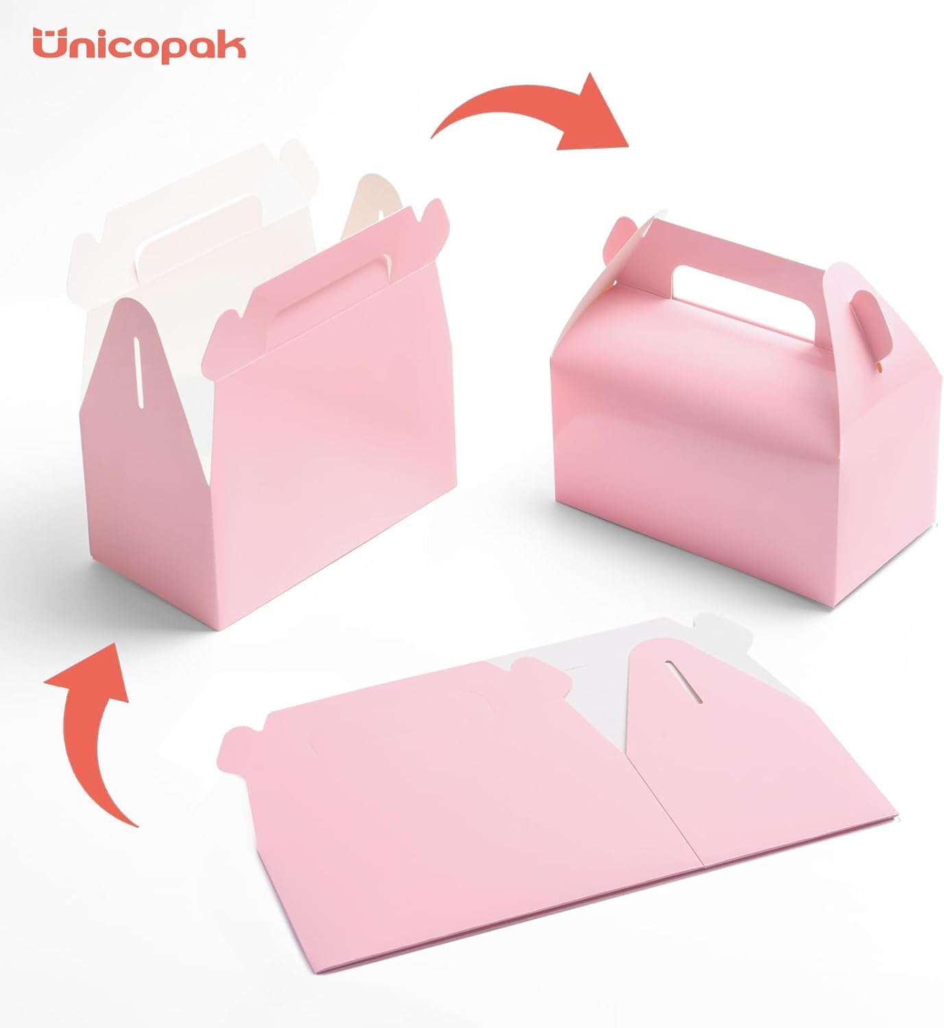 UnicoPak 30 Pack Pink Gable Treat Boxes