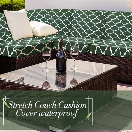 Newwiee 4 Pcs Waterproof Outdoor Cushion Covers Dark Green