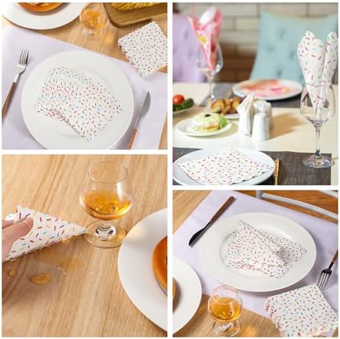Crtiin 100 Pcs Scalloped Donut Napkins Party Supplies White