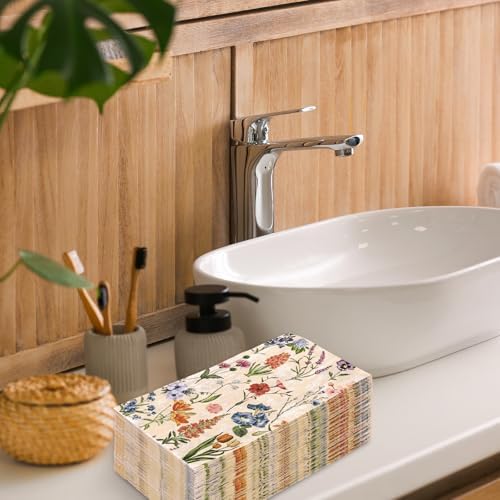 50 Pcs Retro Floral Guest Napkins for Spring Wedding Party