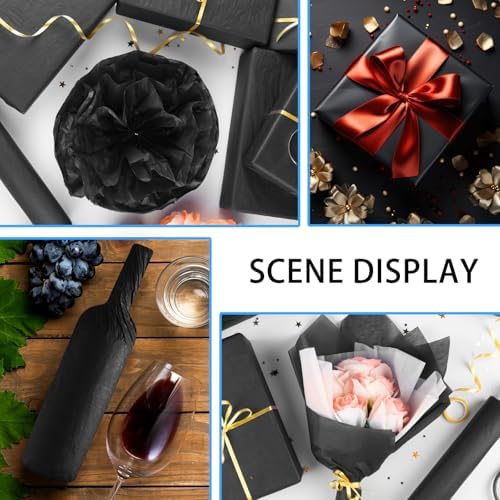 120 Sheets Black Tissue Paper for Gift Wrapping