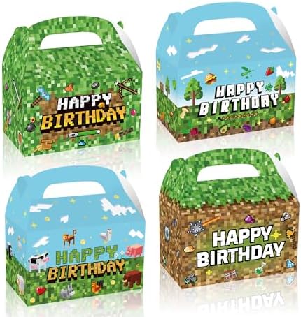 16 Piece Pixel Style Goodie Boxes for Birthday Parties