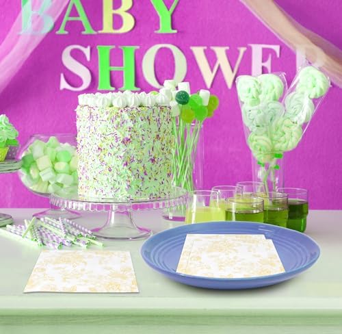 Yellow White Floral Cocktail Napkins for Spring Events