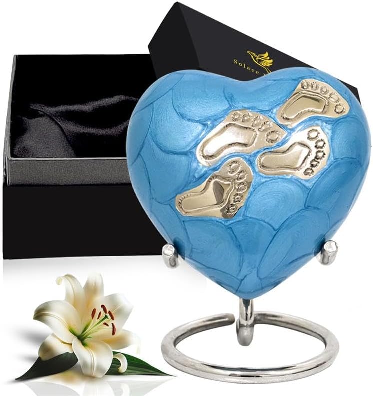 Baby Urns for Ashes Boy Girl - Heart Shaped Mini Urn with Stand