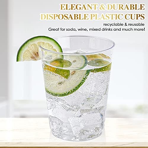 FOCUSLINE 10 Oz Clear Plastic Cups 100 Count