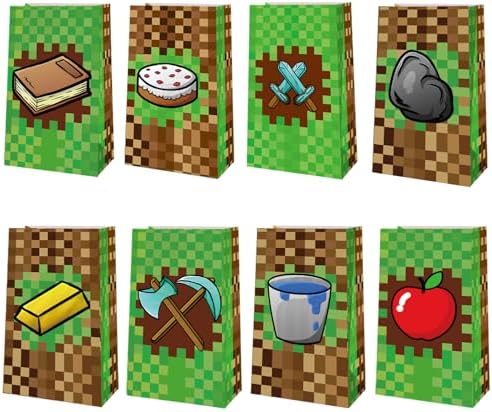 24 Pack Pixel Design Party Favor Bags for Kids and Adults