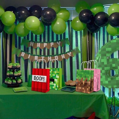 Pixel Party Favors Bags 16pcs - Game Theme Gift Bags with Handles