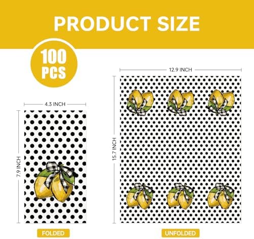 TAJWE 100 Count Black Polka Dots Disposable Napkins