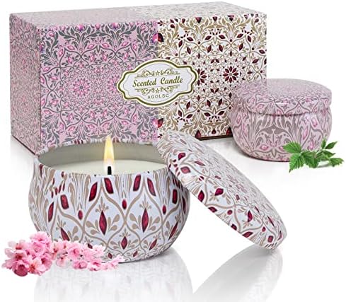AGOL Aromatherapy Candles 2 Pack Natural Floral Cherry Vanilla Set