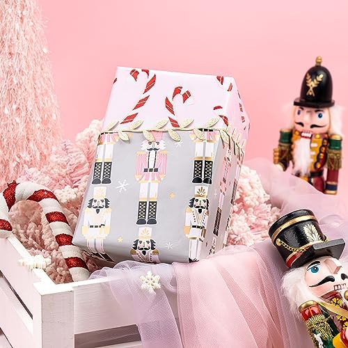 WRAPAHOLIC Reversible Christmas Wrapping Paper - 17x33ft Mini Roll