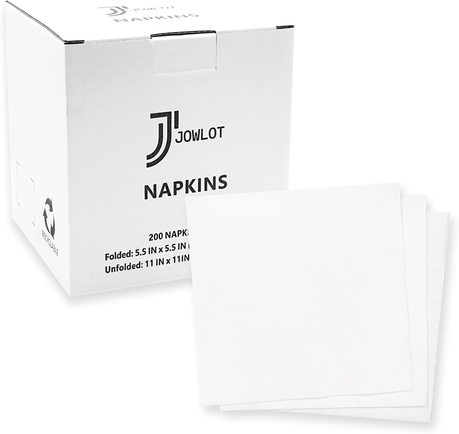 JOWLOT 200 Count 2-Ply White Cocktail Napkins