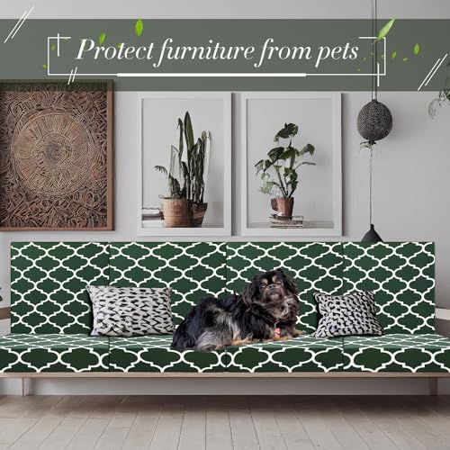 Newwiee 4 Pcs Waterproof Outdoor Cushion Covers Dark Green