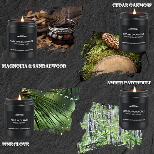 Feibao Men Scented Candle Set - 4 Pack Black Jar Candles
