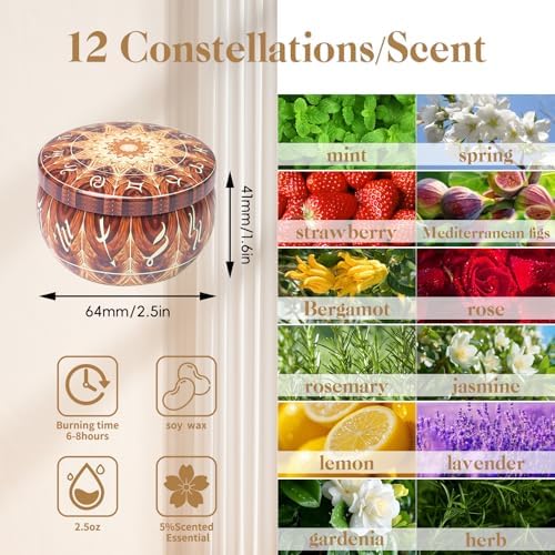 12 Pack Constellation Scented Candles Gift Set
