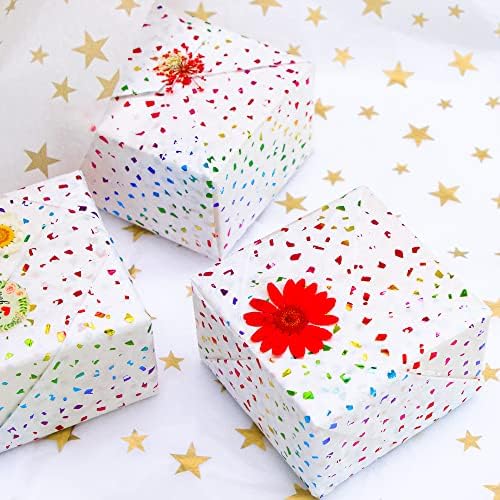 MR FIVE 10 Sheets 20x28 Rainbow Glitter Tissue Paper for Gift Wrapping