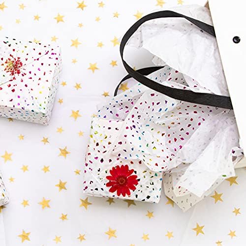 MR FIVE 25 Sheets Rainbow Glitter Tissue Paper for Gift Wrapping