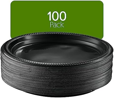 PLASTICPRO 100 Pcs Black Plastic Plates 9 Inch Disposable