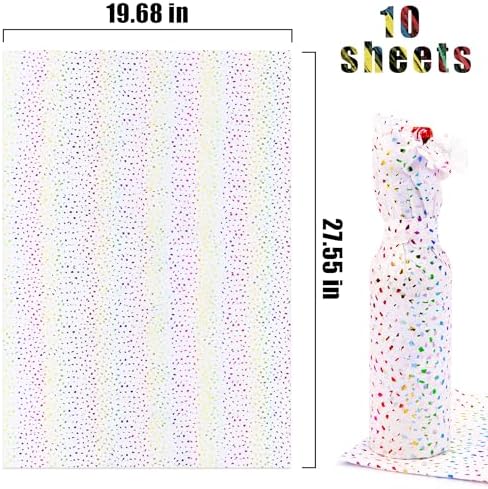 MR FIVE 10 Sheets 20x28 Rainbow Glitter Tissue Paper for Gift Wrapping