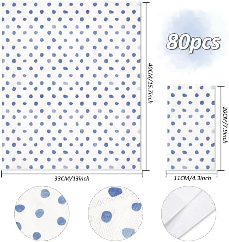 Whaline Polka Dots Paper Napkins 80Pcs Wedding Party Supplies