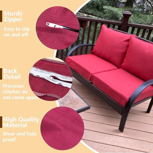 Oslimea 4Pack 24x24x4 Inch Outdoor Cushion Covers Red