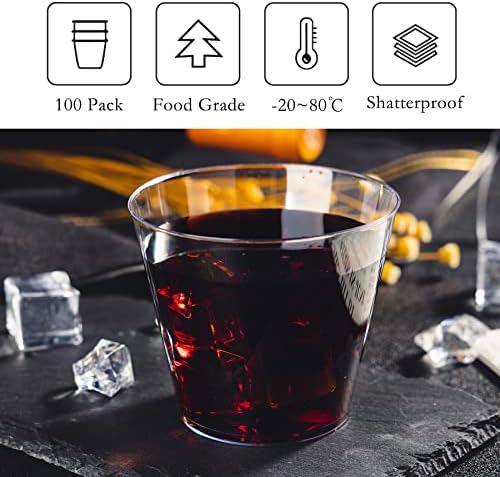 N9R 100PCS Clear Plastic Cups 9oz for Parties