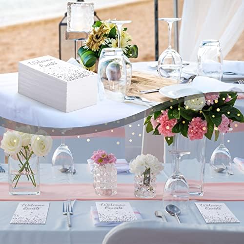 200 Pcs Silver Welcome Guests Napkins for Bathroom and Events
