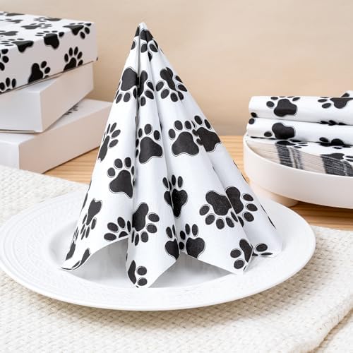 WRAPAHOLIC 50Pcs Paw Print Napkins 3 Ply