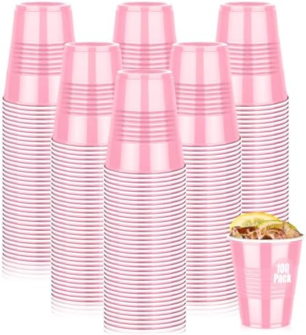 Dualshine 100 Pink Plastic Cups 12 oz Disposable