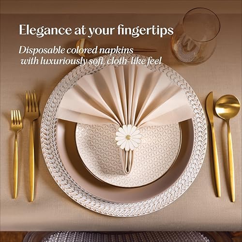 50 Pack Disposable Linen-Feel Napkins 12x17 Inches