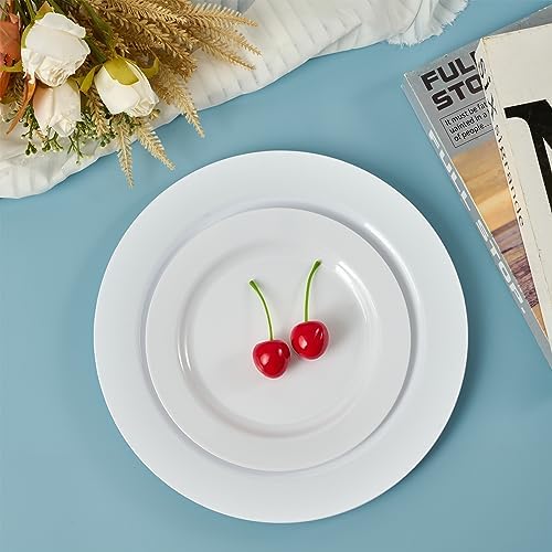 FOCUSLINE 100 Count Heavy Duty White Plastic Plates 10 Inch