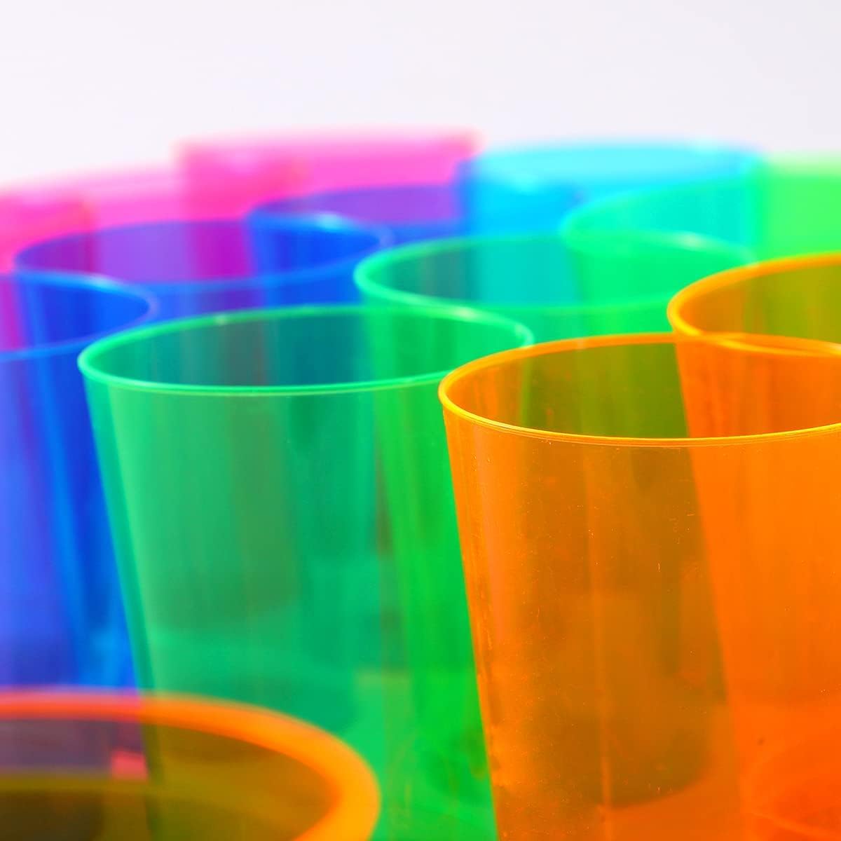100 Pack 10oz Neon Plastic Cups for Parties