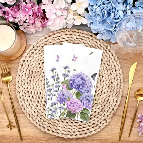 Homlouue 100PCS Floral Hydrangea Napkins