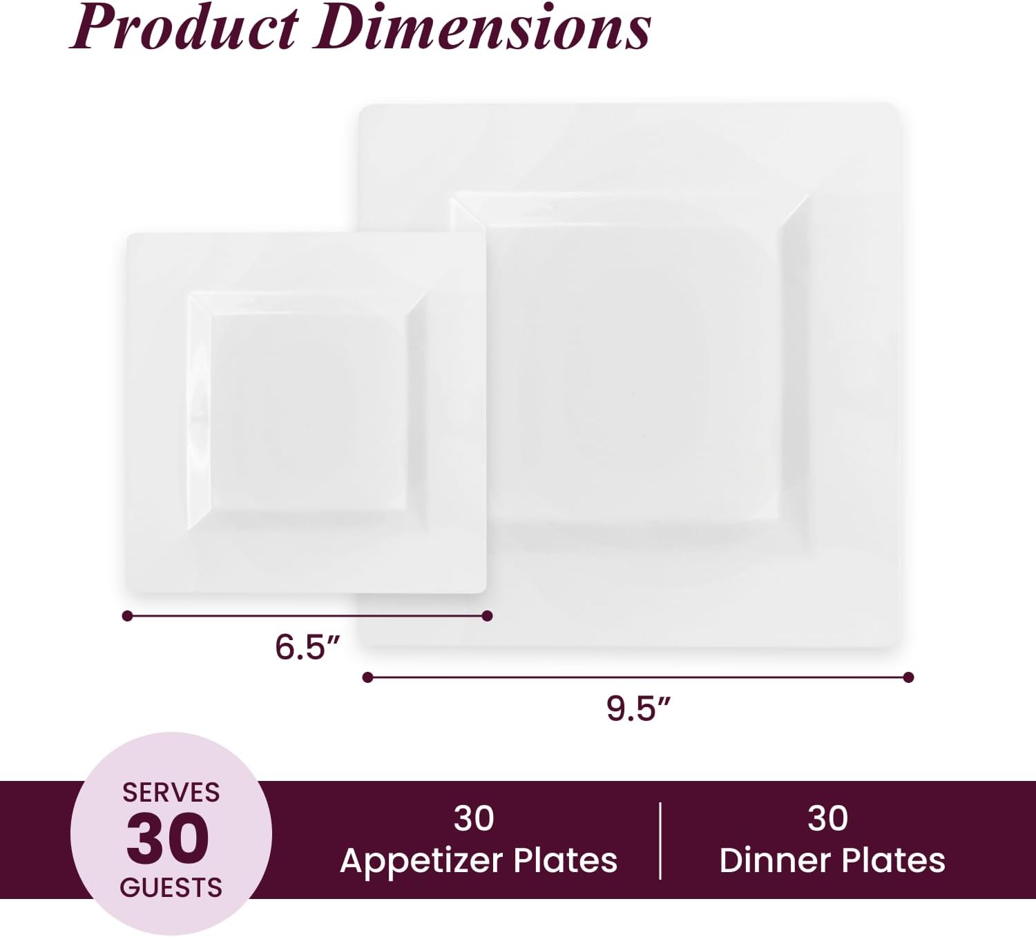 Ayas 60ct White Square Plastic Party Plates