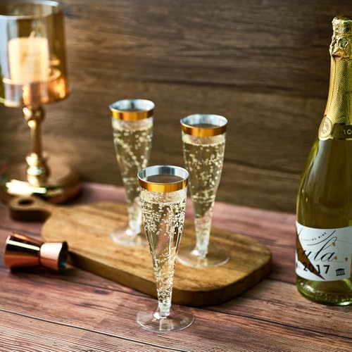 FOCUSLINE 50 Pack Plastic Champagne Flutes