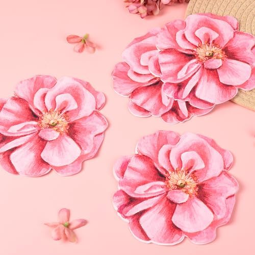 100Pcs Pink Flower Shaped Disposable Napkins for Parties and Events
